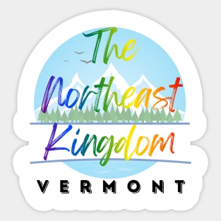 Northeast Kingdom Vermont Pride - Colorful LGBTQ+ Mountain Landscape Illustration Sticker
